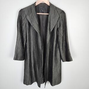 NWOT Eileen Fisher Gunmetal Gray Silk Open Front Longline Blazer Jacket (S) #570